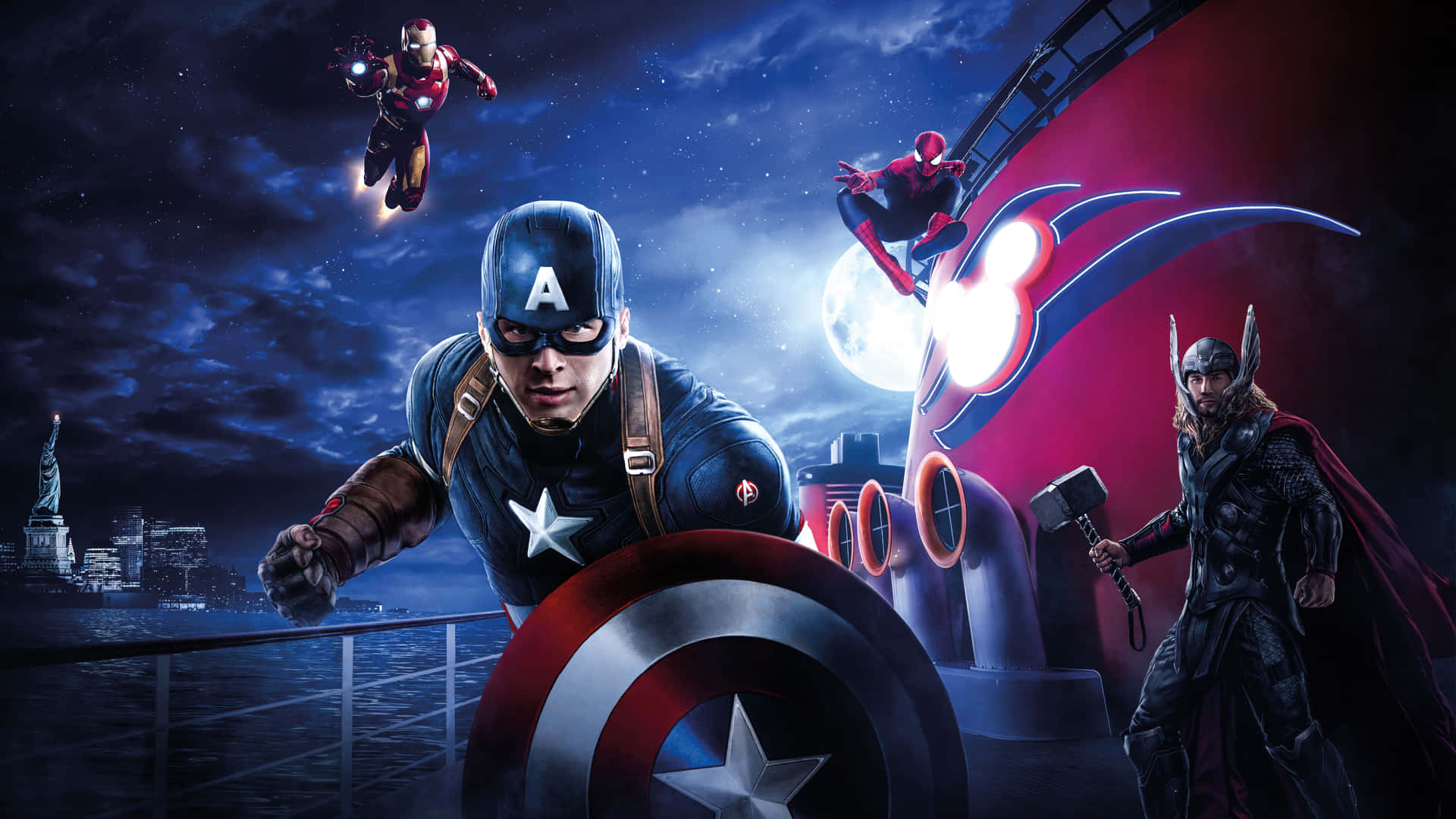 Charge Into Action With This Striking Captain America Desktop Wallpaper.