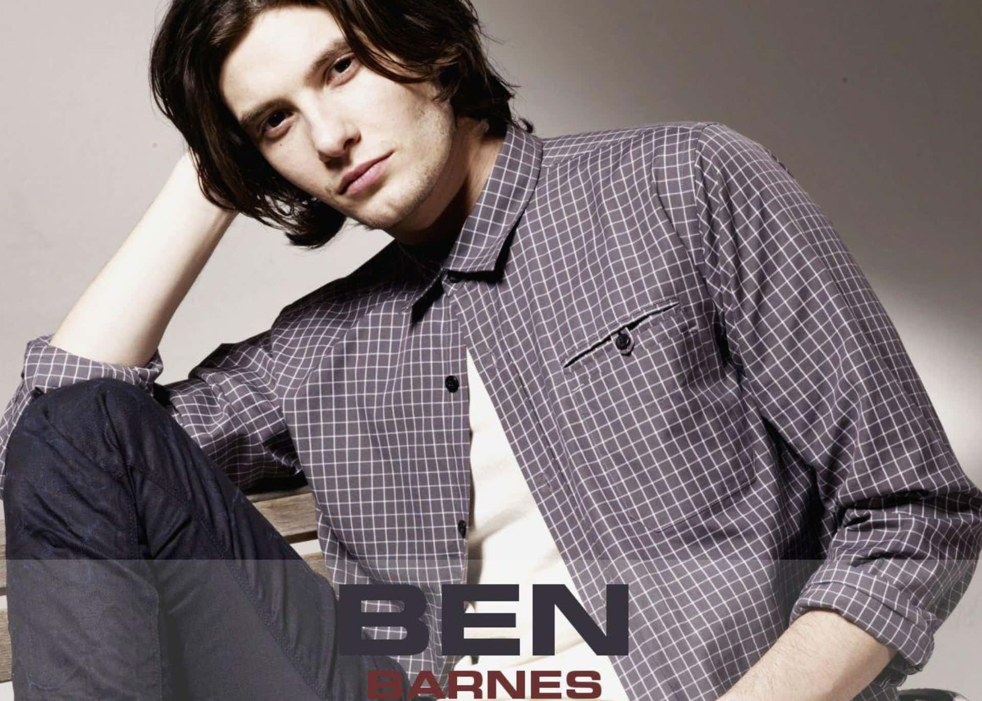 Charismatic Ben Barnes In Black And White Background