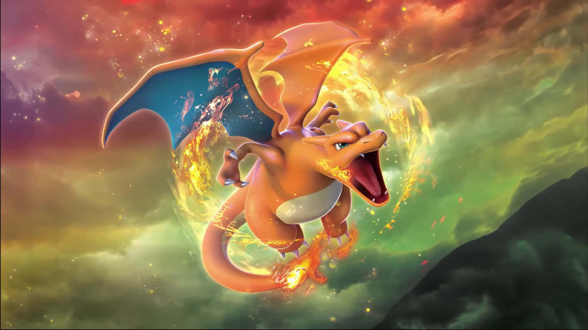 Charizard: The Powerful Fire-breathing Pokemon Background