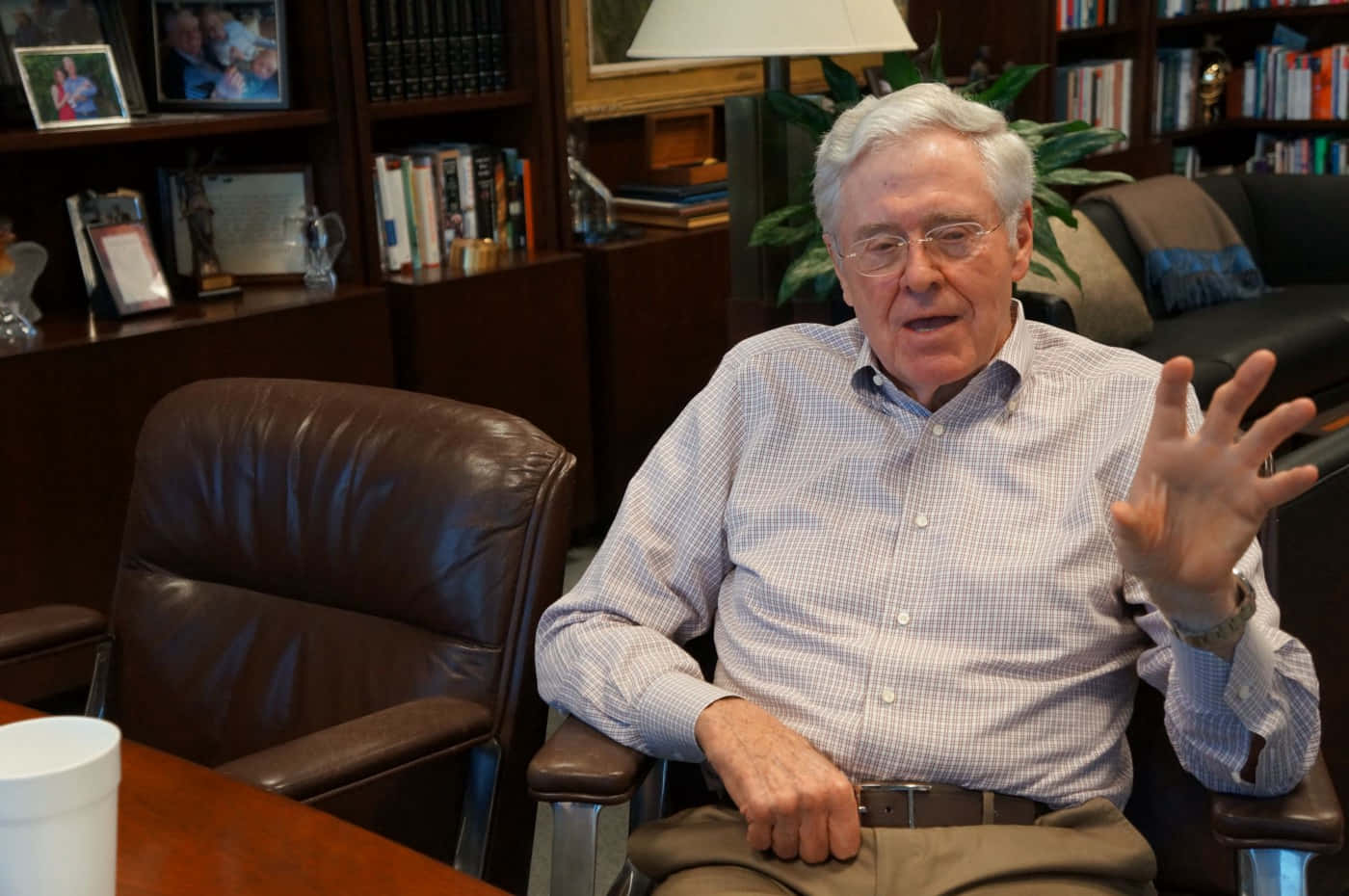 Charles G. Koch Being Interviewed