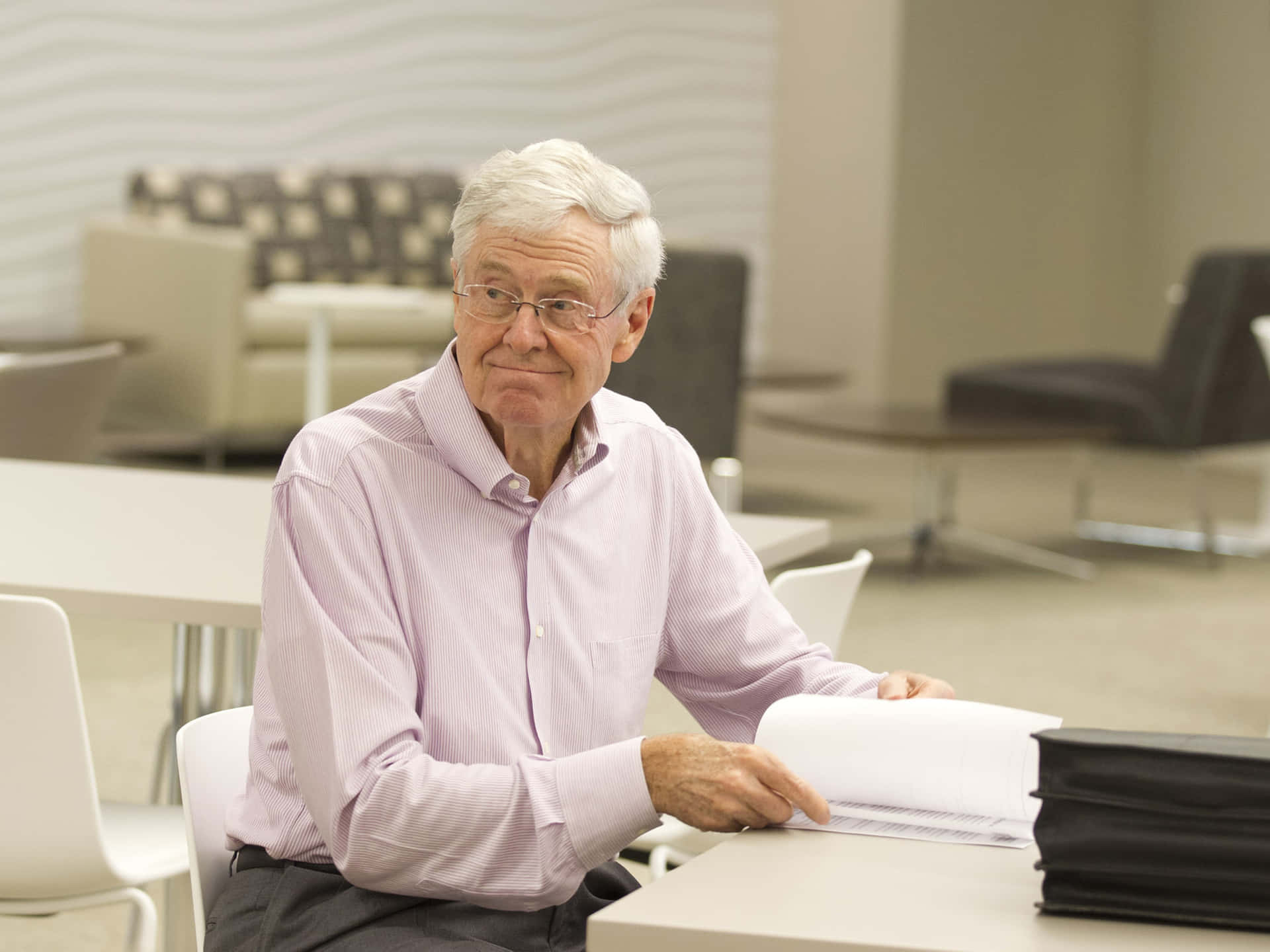 Charles G. Koch In Thoughtful Contemplation Background