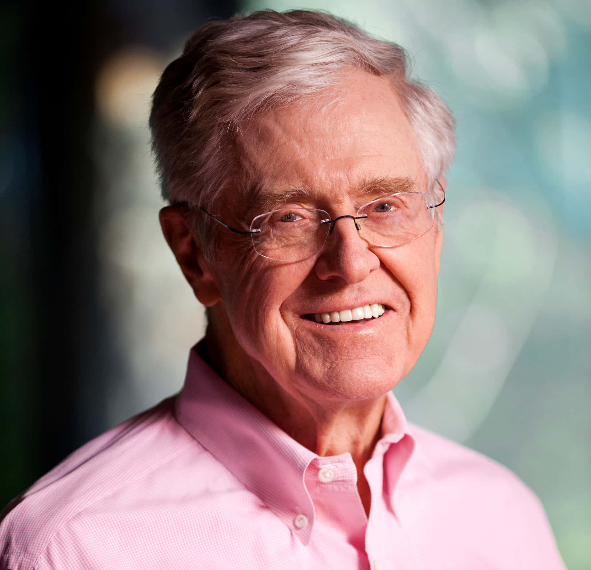 Charles G. Koch Smiling Pink Shirt