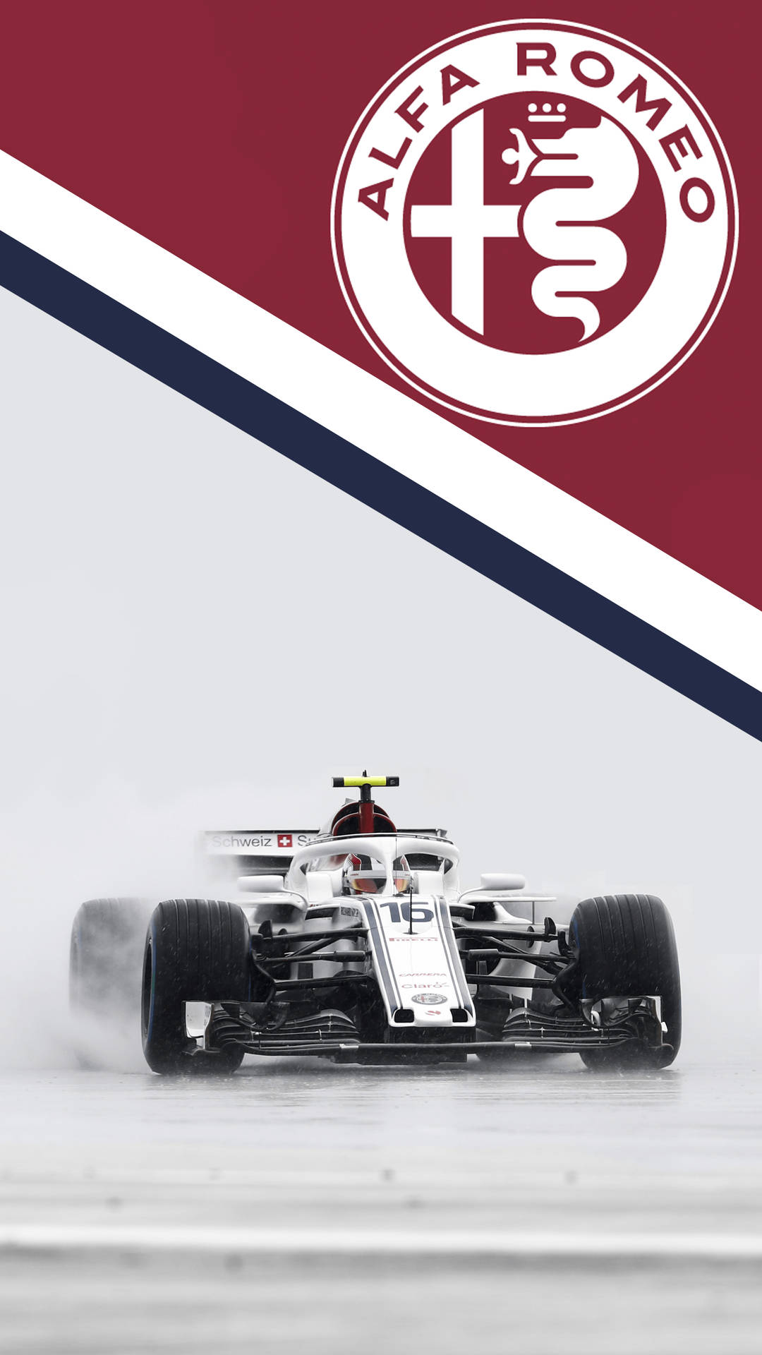 Charles Leclerc Alfa Romeo Rain Background