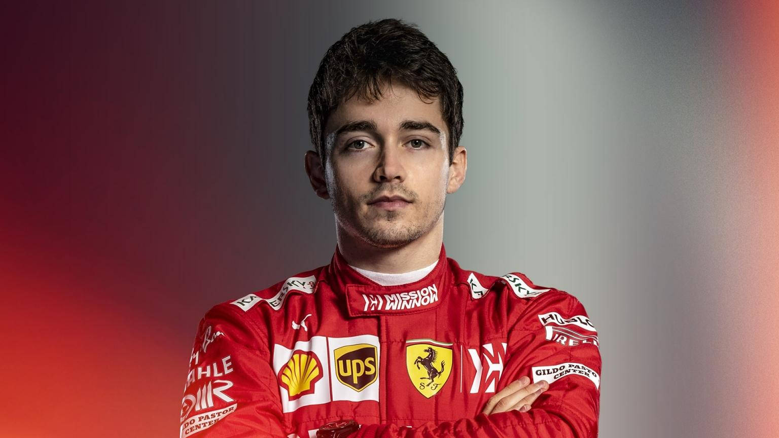 Charles Leclerc Crossed Arms Background