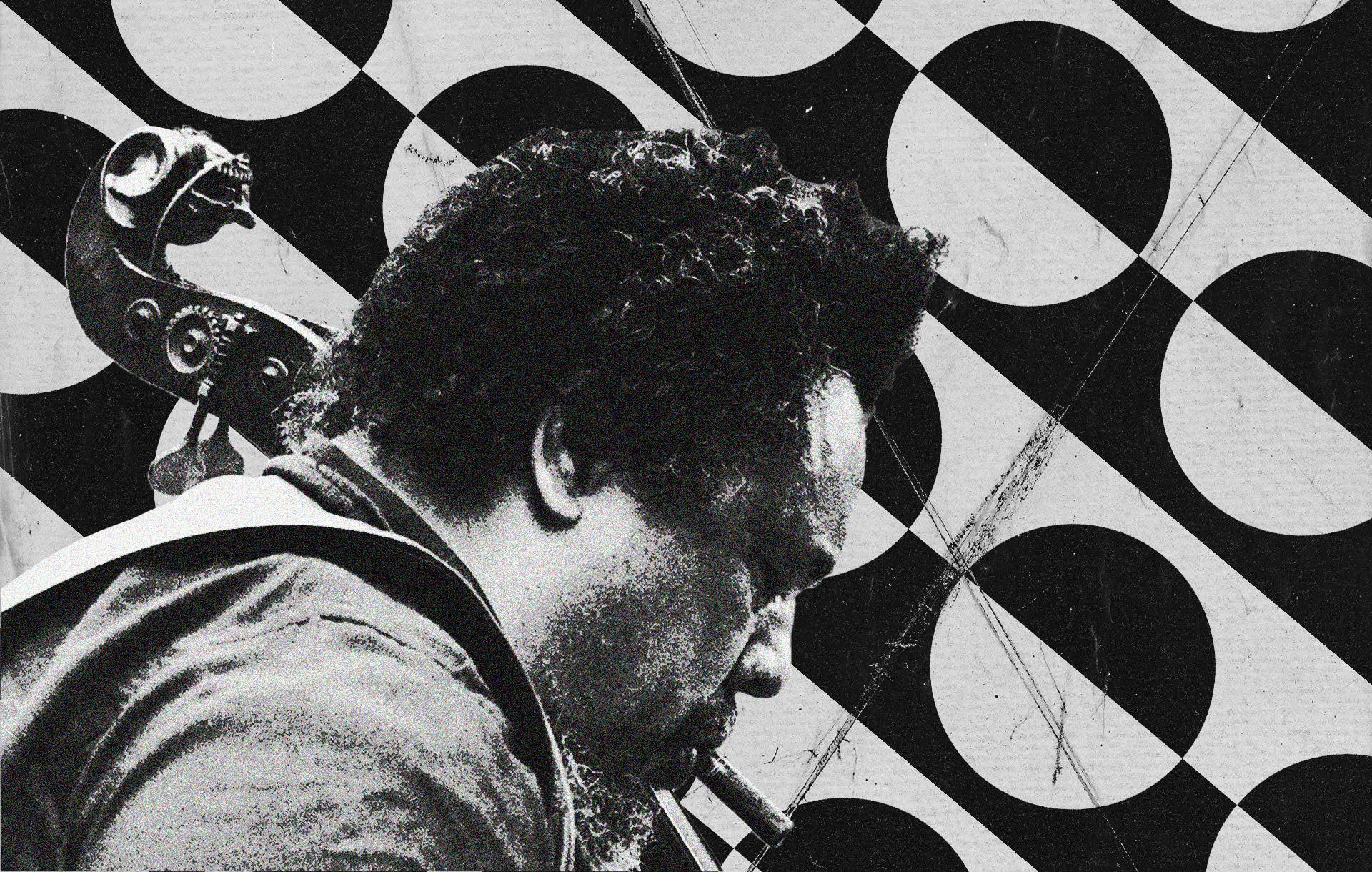 Charles Mingus On A Black-white Circular Abstract Background