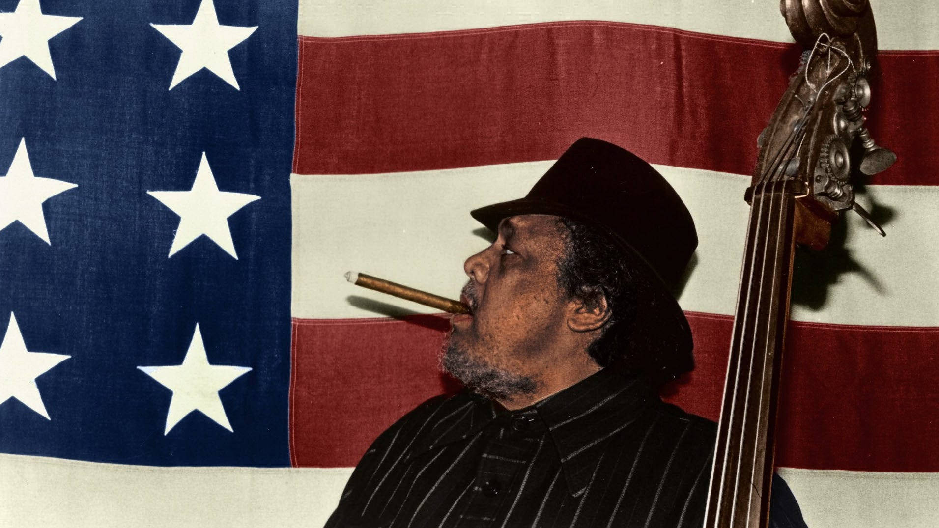 Charles Mingus On A Us Flag Background