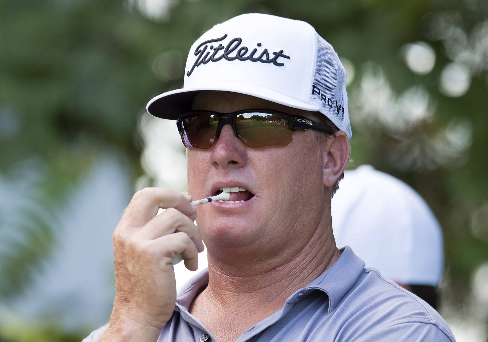 Charley Hoffman Biting On Golf Tee Background