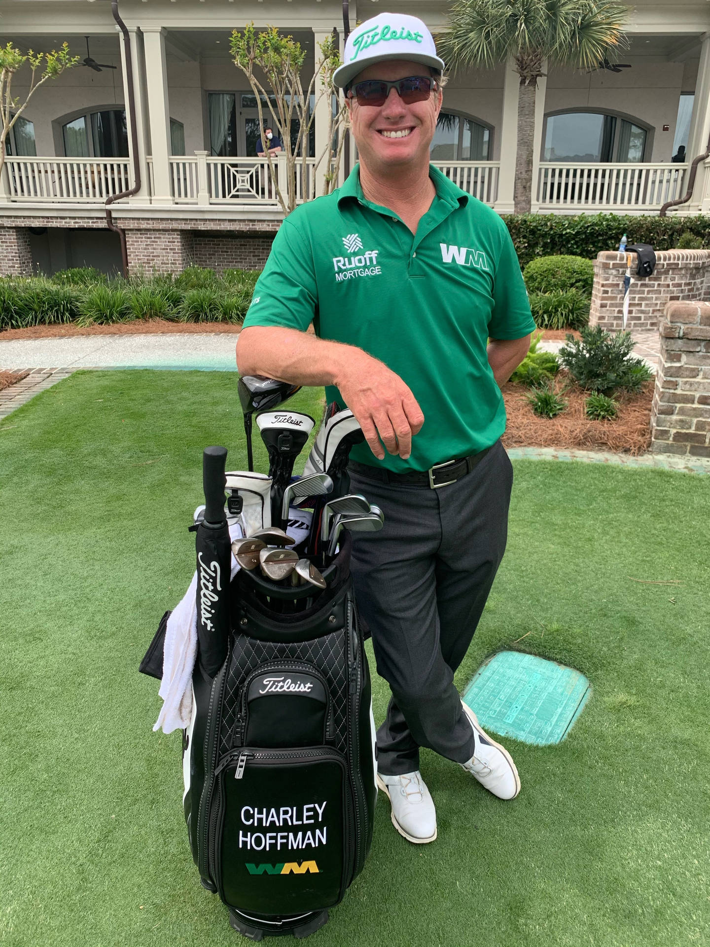 Charley Hoffman Posing With Golf Bag Background