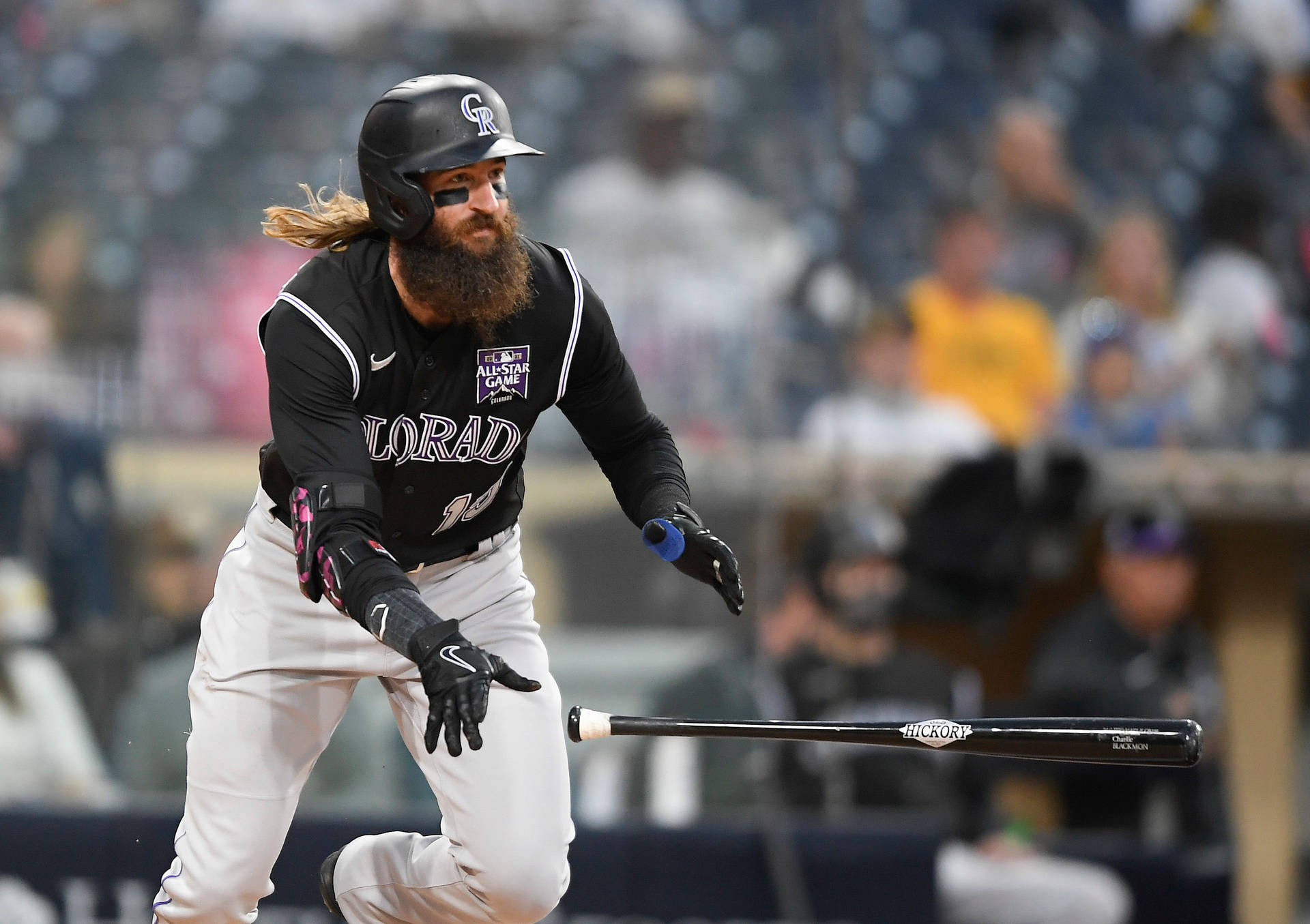 Charlie Blackmon Hits Baseball Ball Background