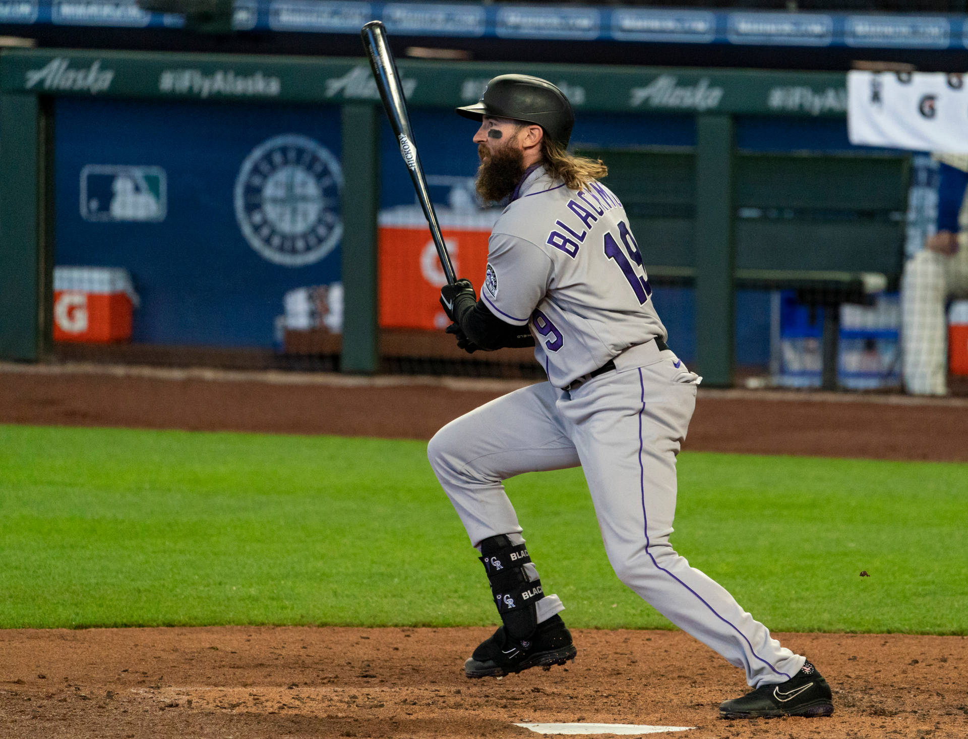 Charlie Blackmon Swings Bat Background