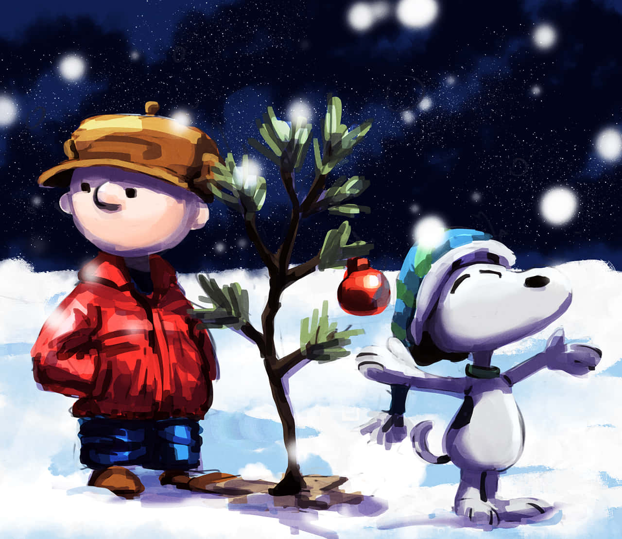 Charlie Brown And Snoopy Christmas Digital Art Background