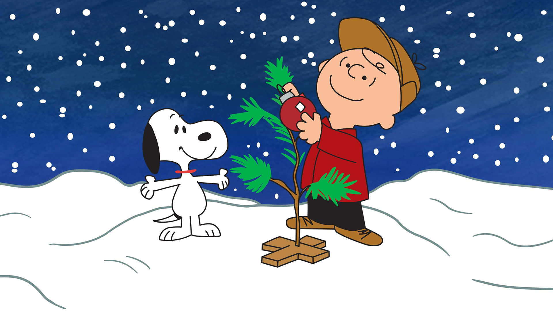 Charlie Brown And Snoopy Small Christmas Tree Background