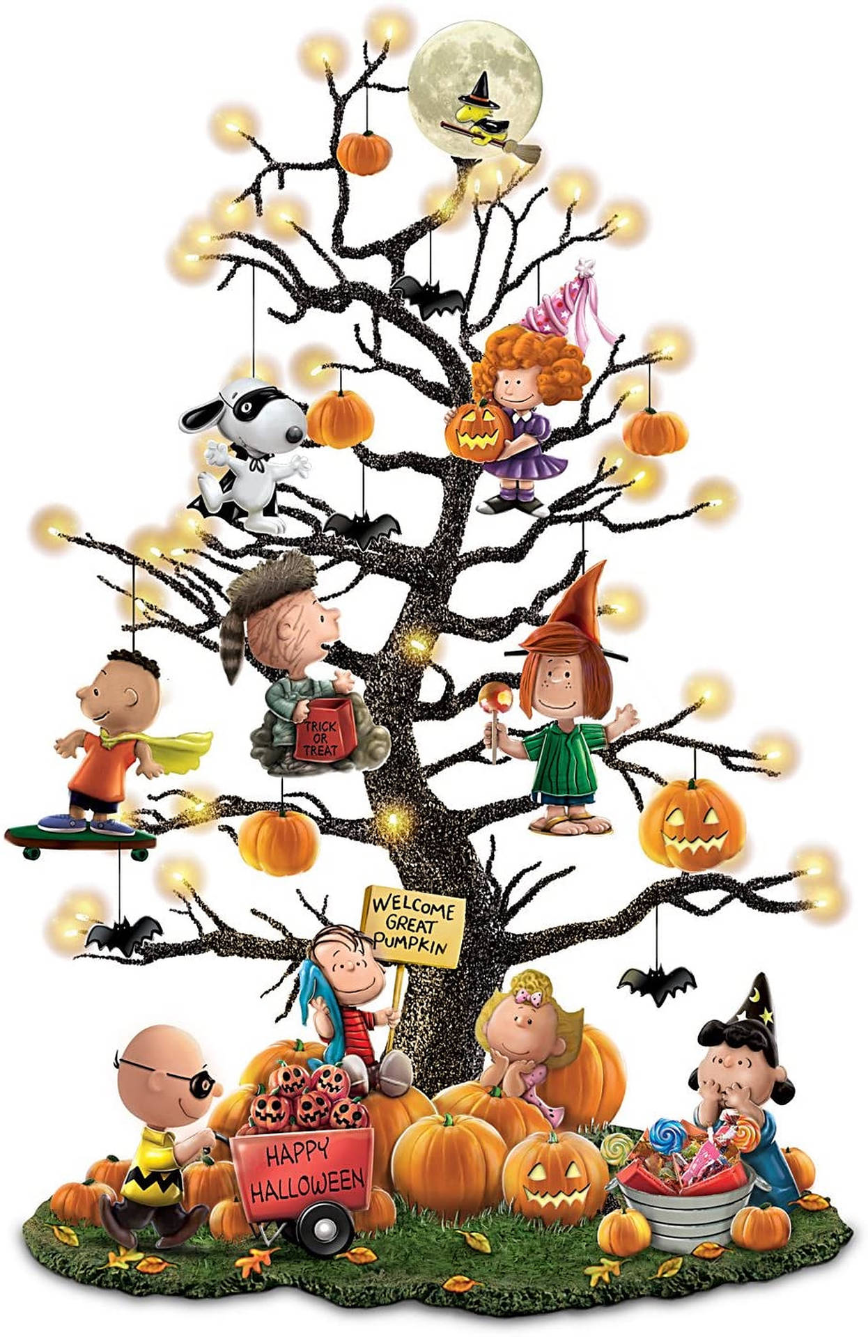 Charlie Brown Halloween Themed Tree Background
