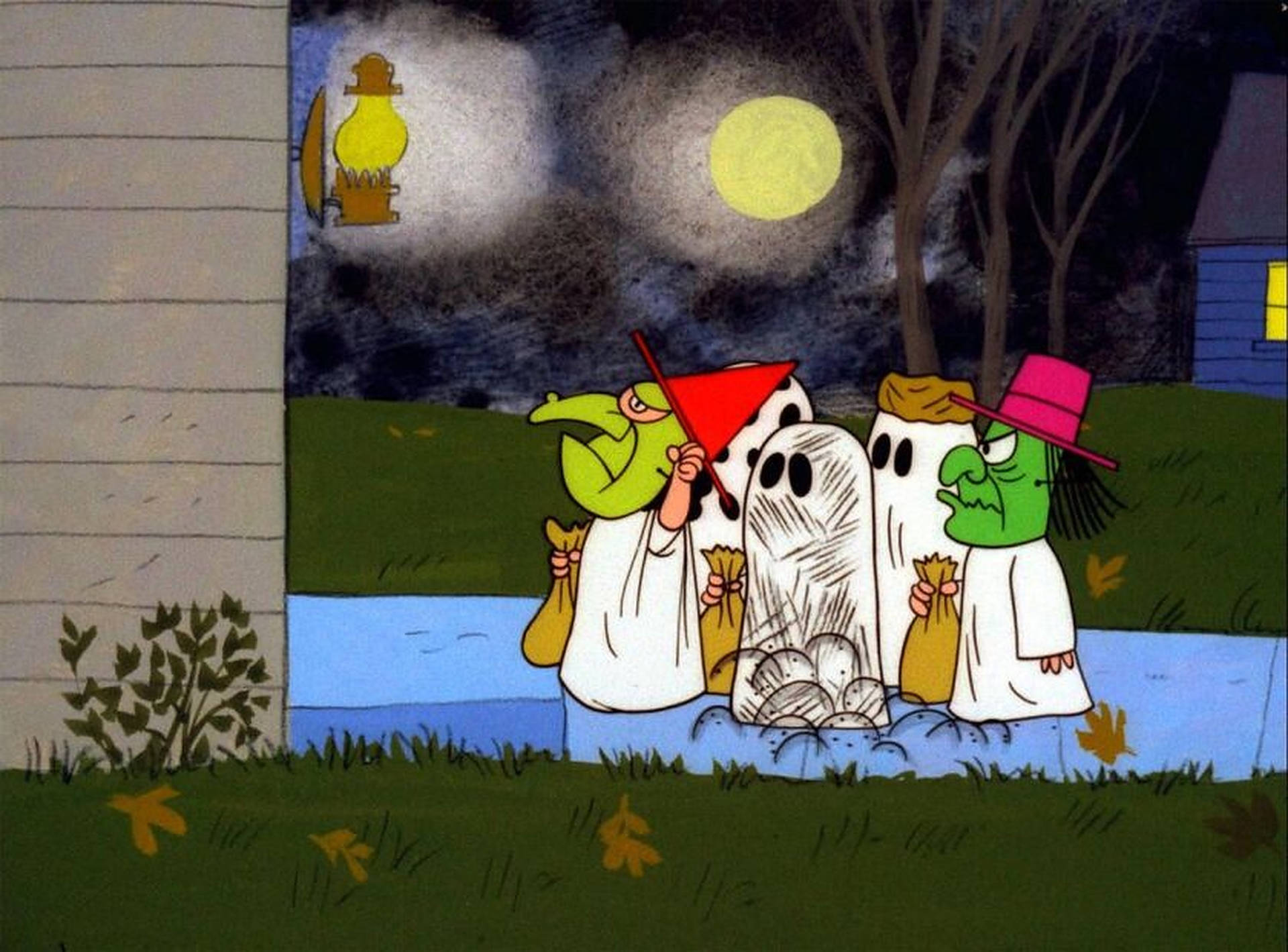 Charlie Brown Halloween Trick Or Treat Background