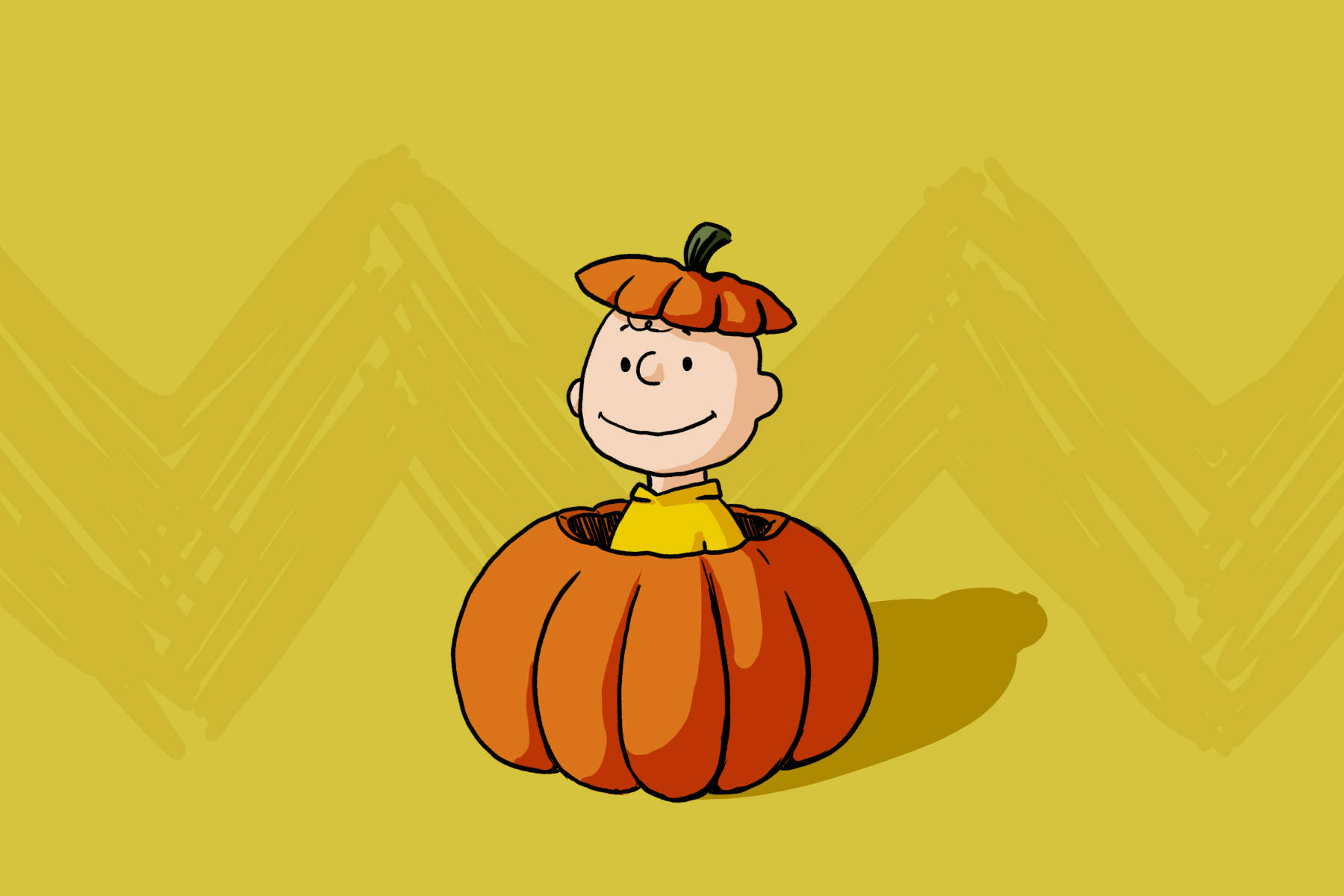Charlie Brown Inside A Halloween Pumpkin Background
