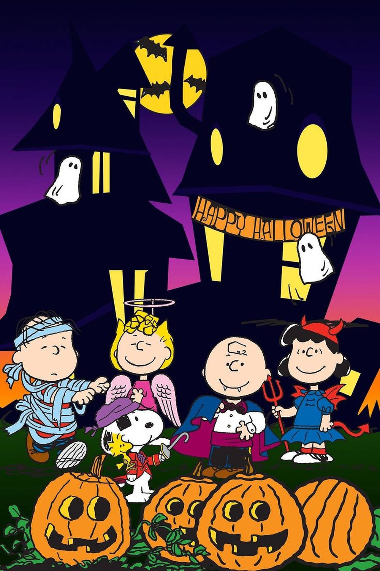 Charlie Brown Outdoor Halloween Party Background
