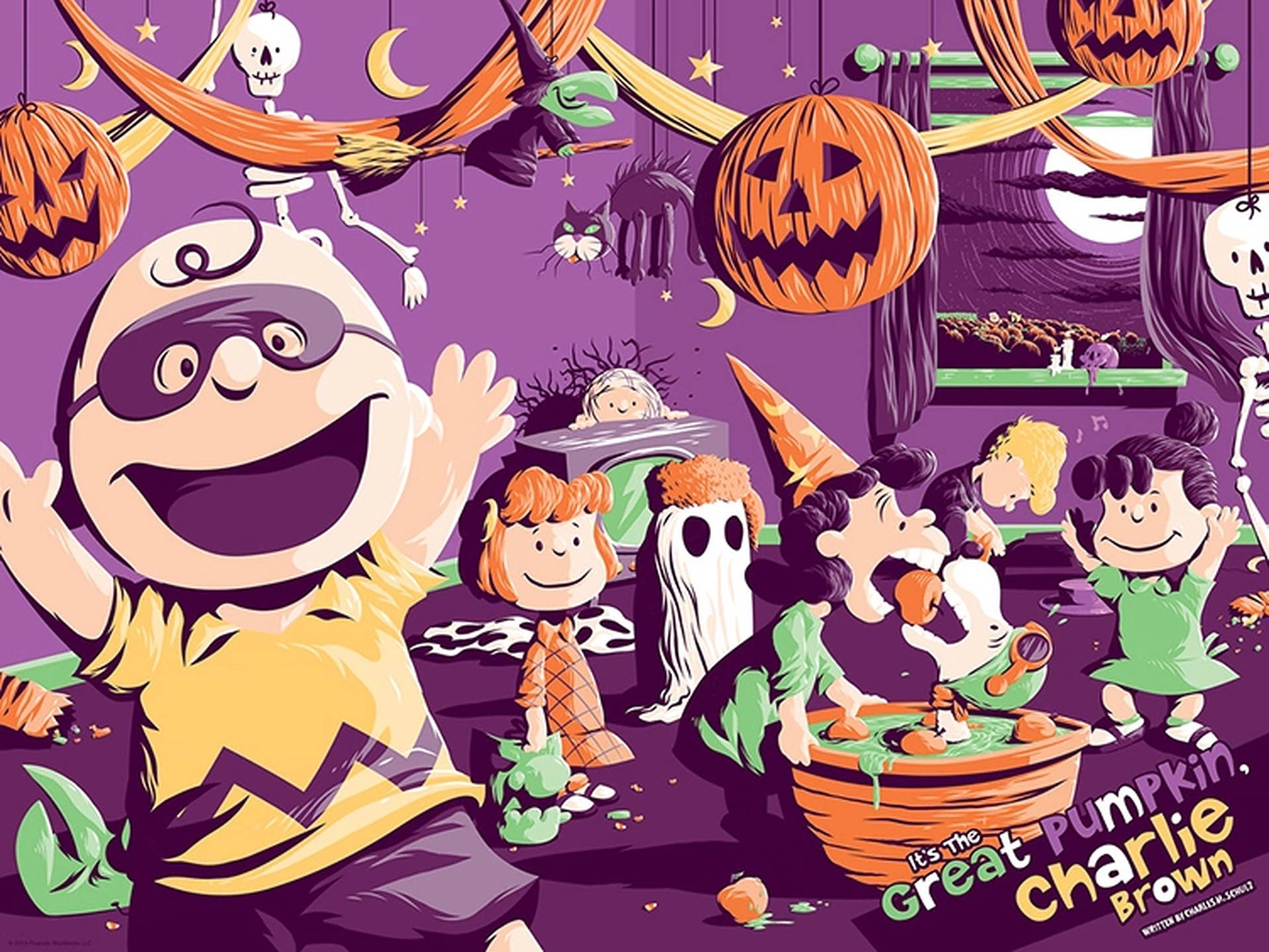 Charlie Brown Purple Halloween Party Background
