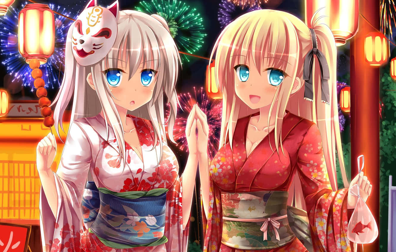 Charlotte Anime In Kimono Background