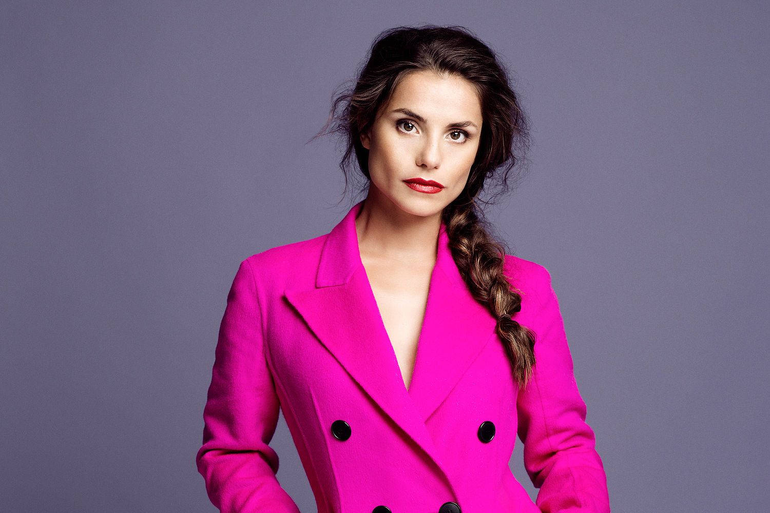 Charlotte Riley Dazzles In Hot Pink Suit