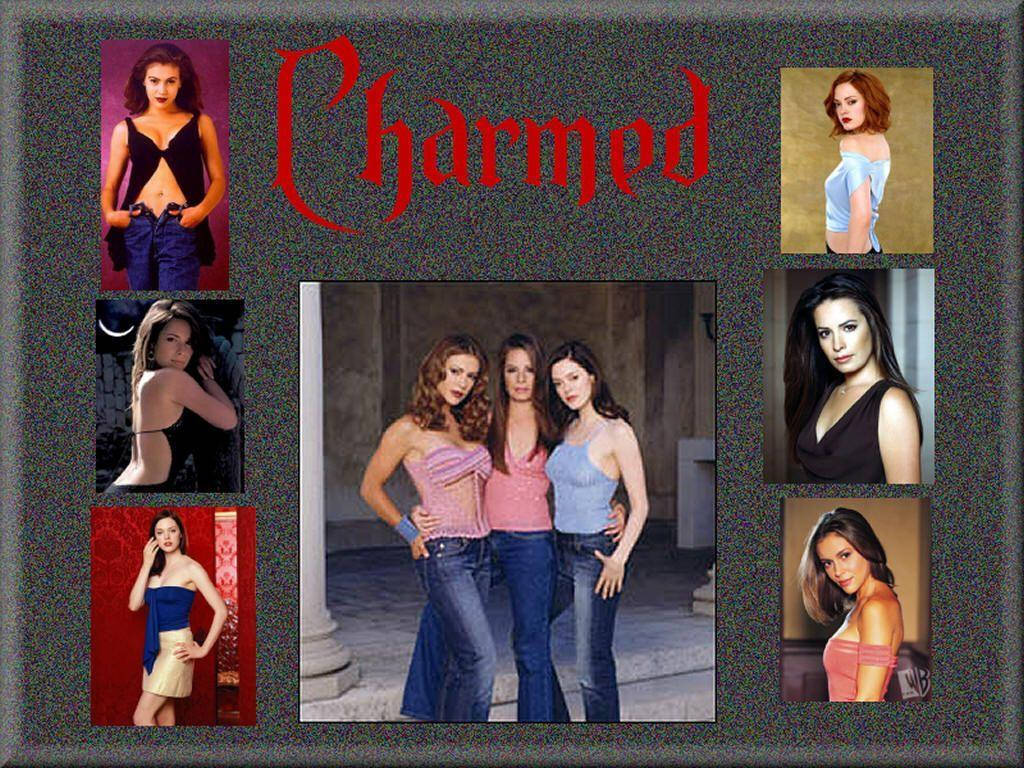 Charmed Characters Collage Gray Background Background