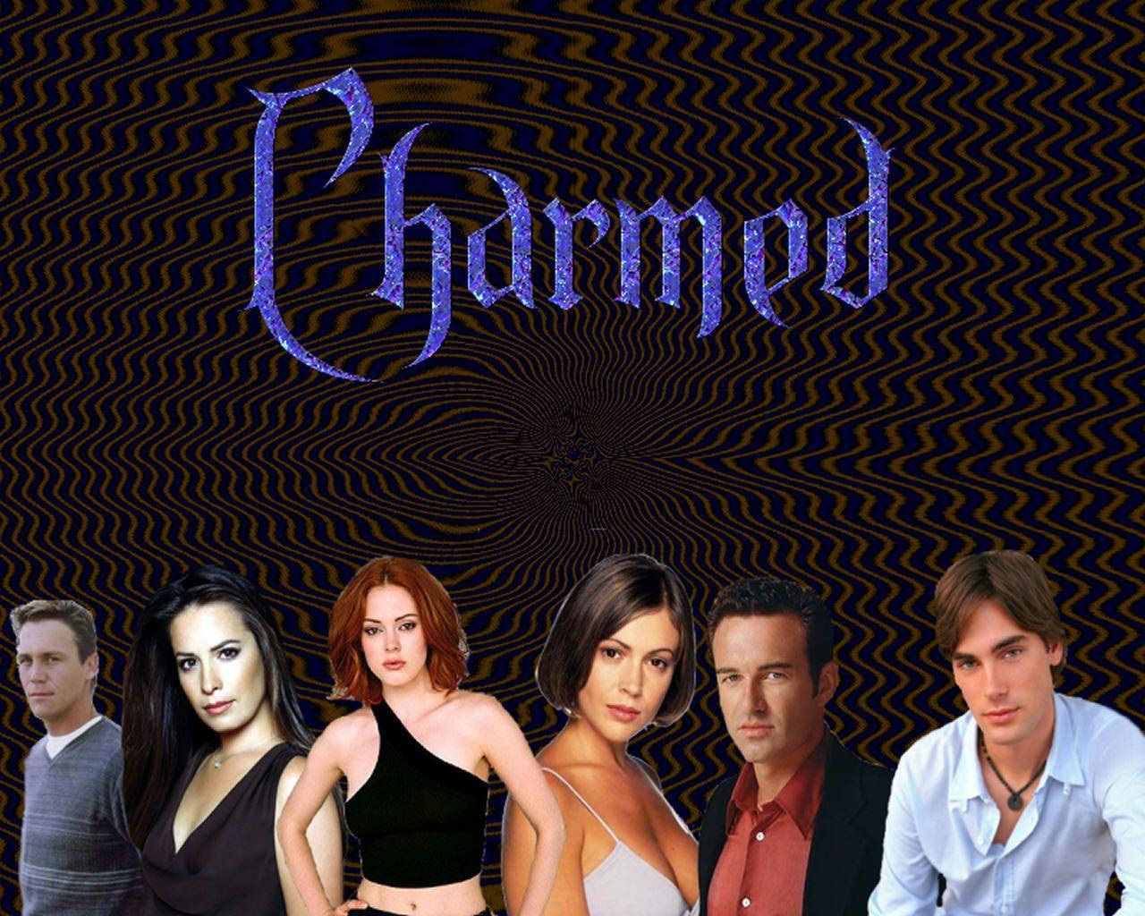 Charmed Characters On Textured Black Background Background