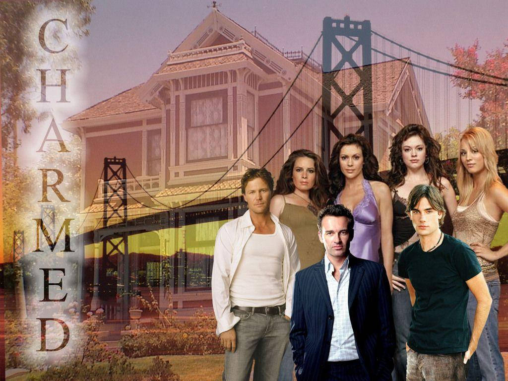 Charmed Characters With Bridge And Building Background