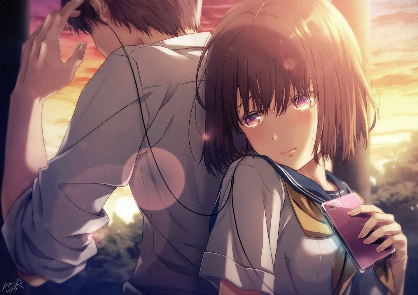 Charming Aesthetic Anime Couple Background