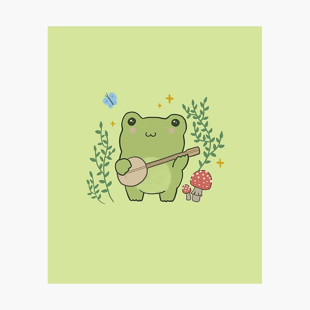 Charming Aesthetic Frog In A Natural Environment Background