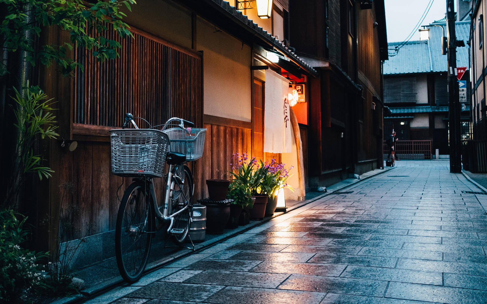 Charming Bicycle On Cobblestone Street Background