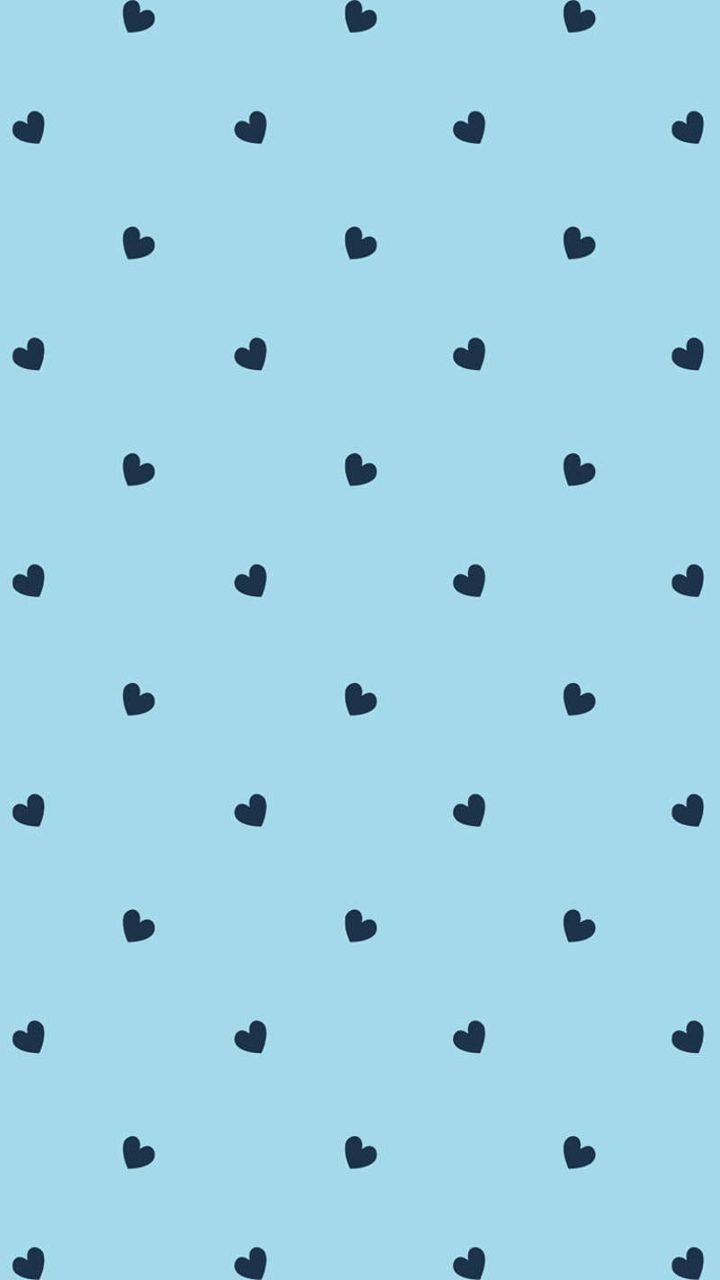 Charming Blue Polka Dot Hearts Background