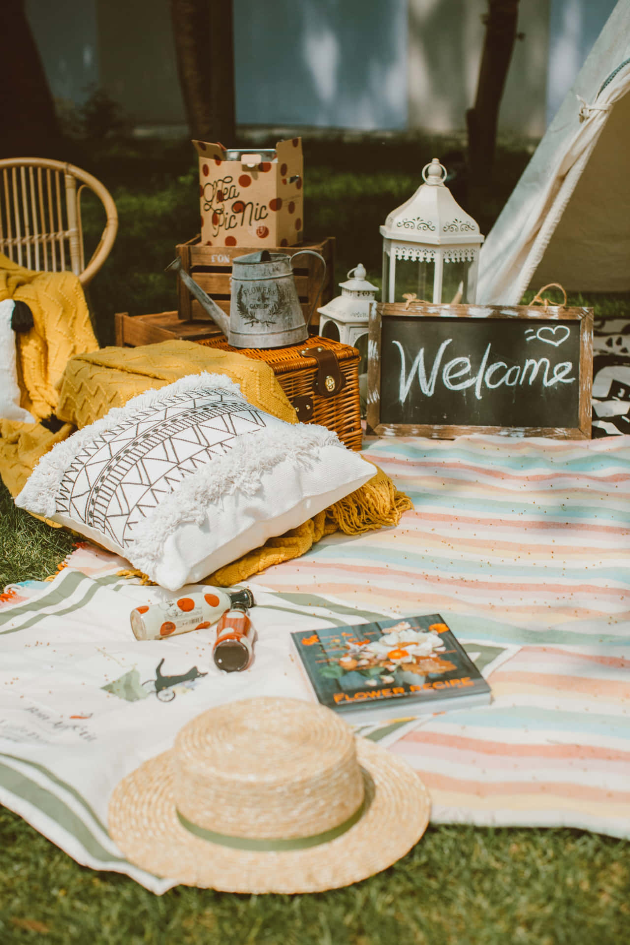 Charming Picnic Setup Background