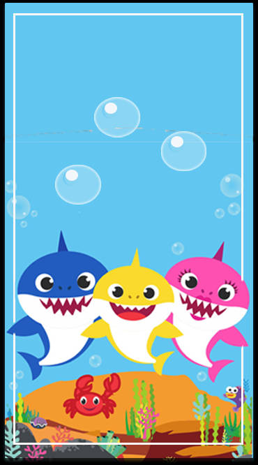 Charming Pinkfong Baby Shark Family Swimming Underwater Background