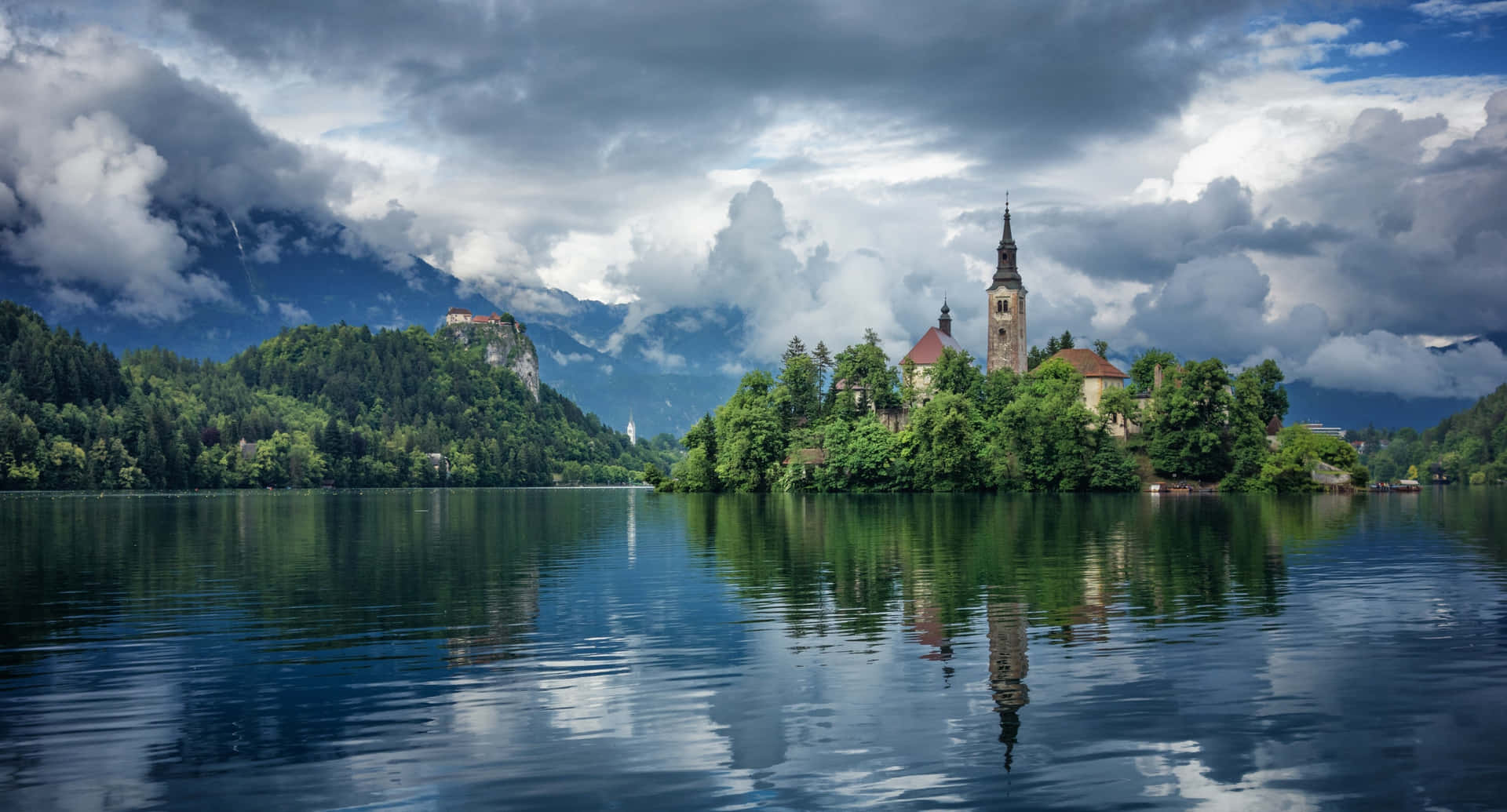 Charming View Of Church Of The Assumption Of Mary On Lake Bled, Background