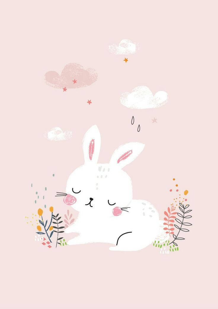 Charming White Rabbit Background