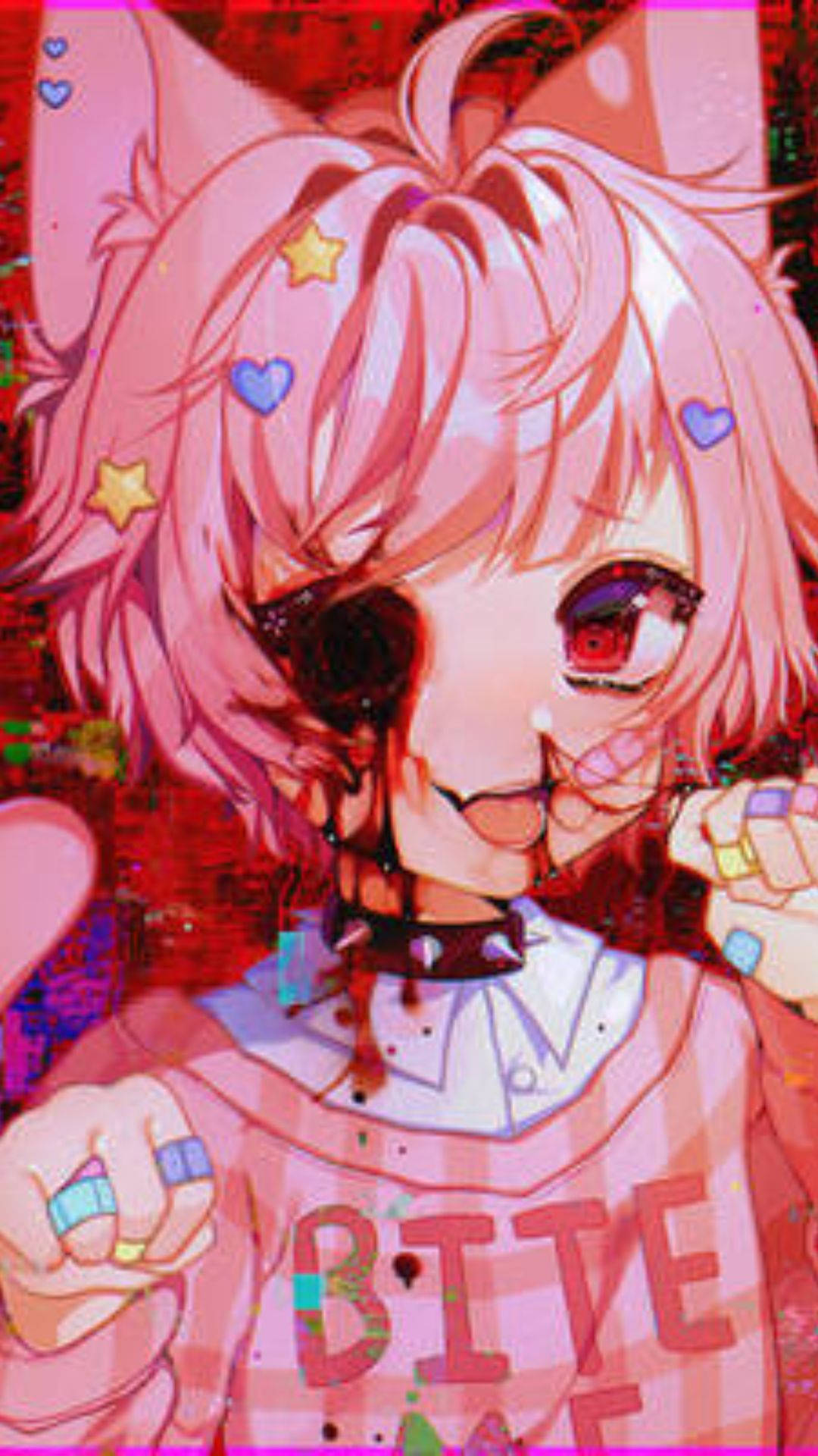 Charming Yet Fierce: The Bloody Cat Girl Pfp Background