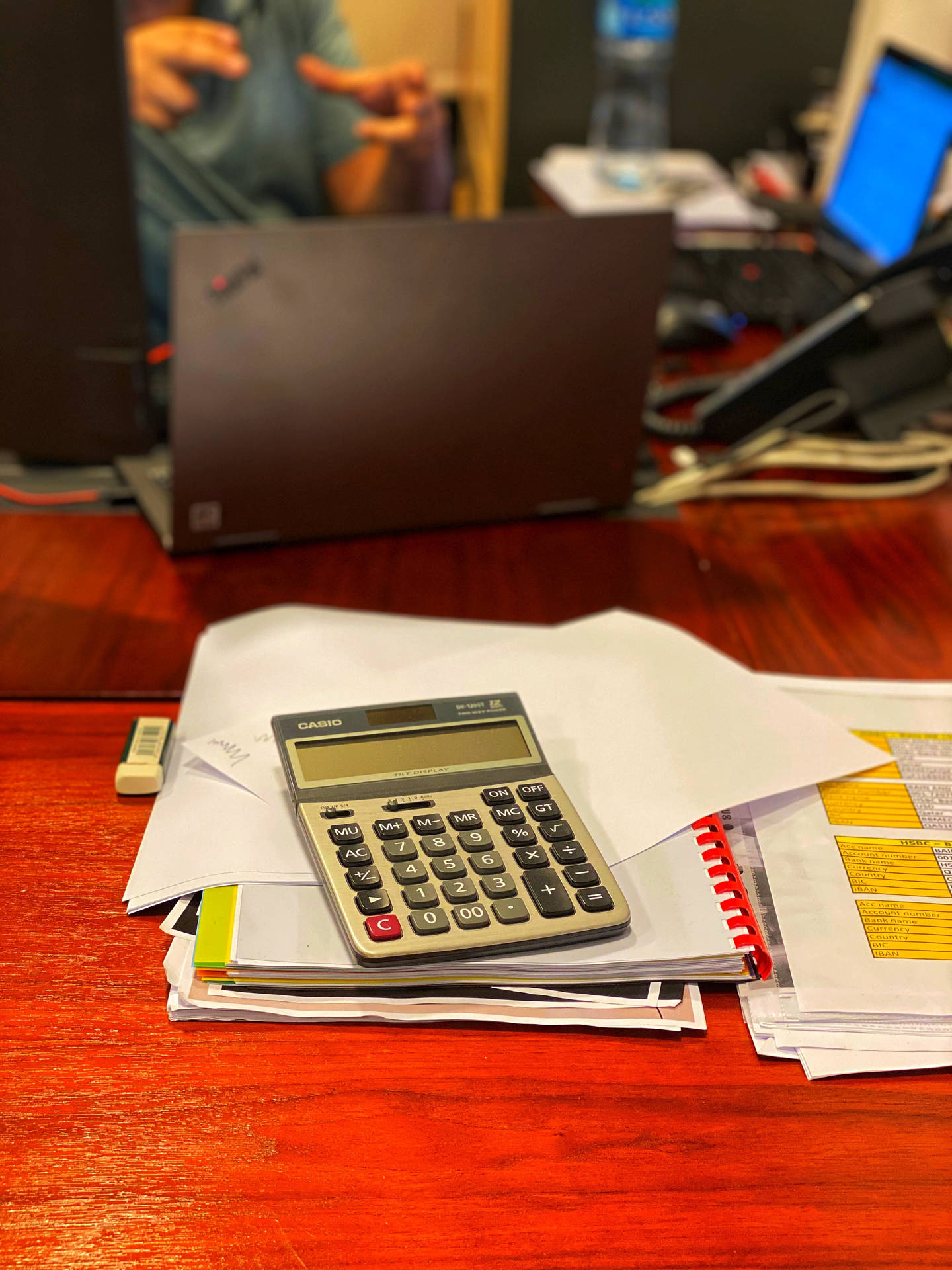 Chartered Accountant Red Desk Background