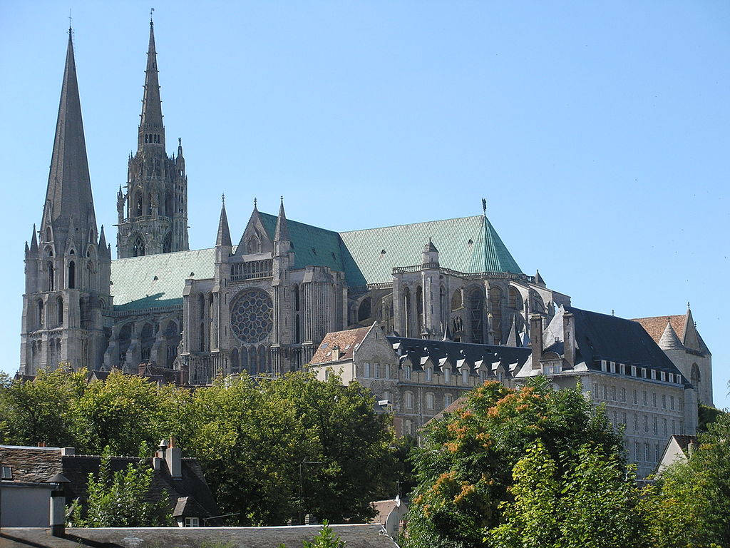 Chartres Cathedral Against Blue Sky Background