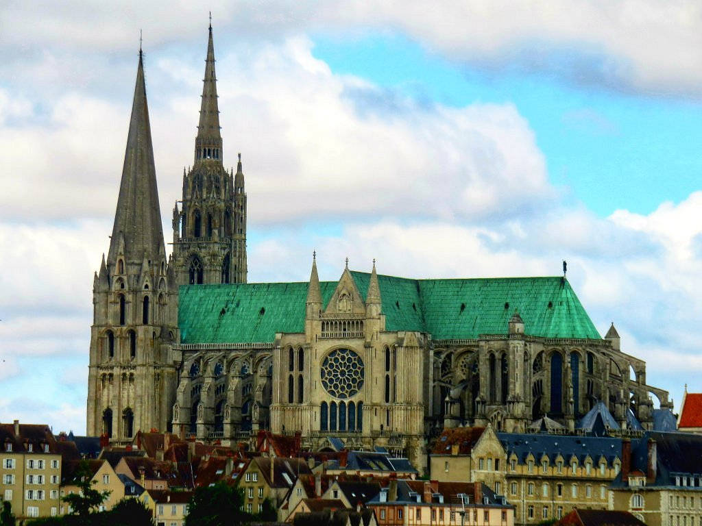 Chartres Cathedral As Massive Monument Background