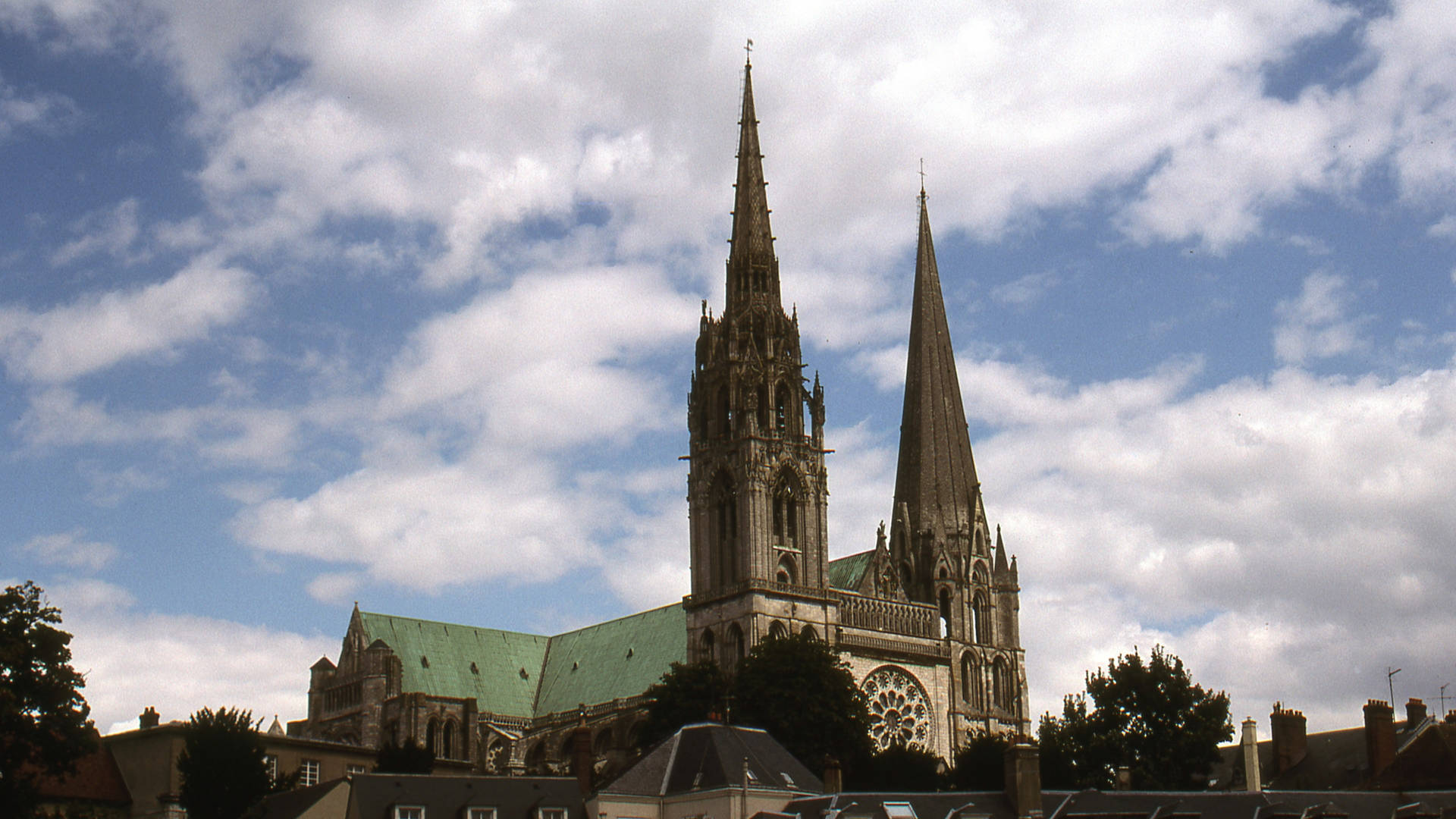 Chartres Cathedral On Sunny Day Background