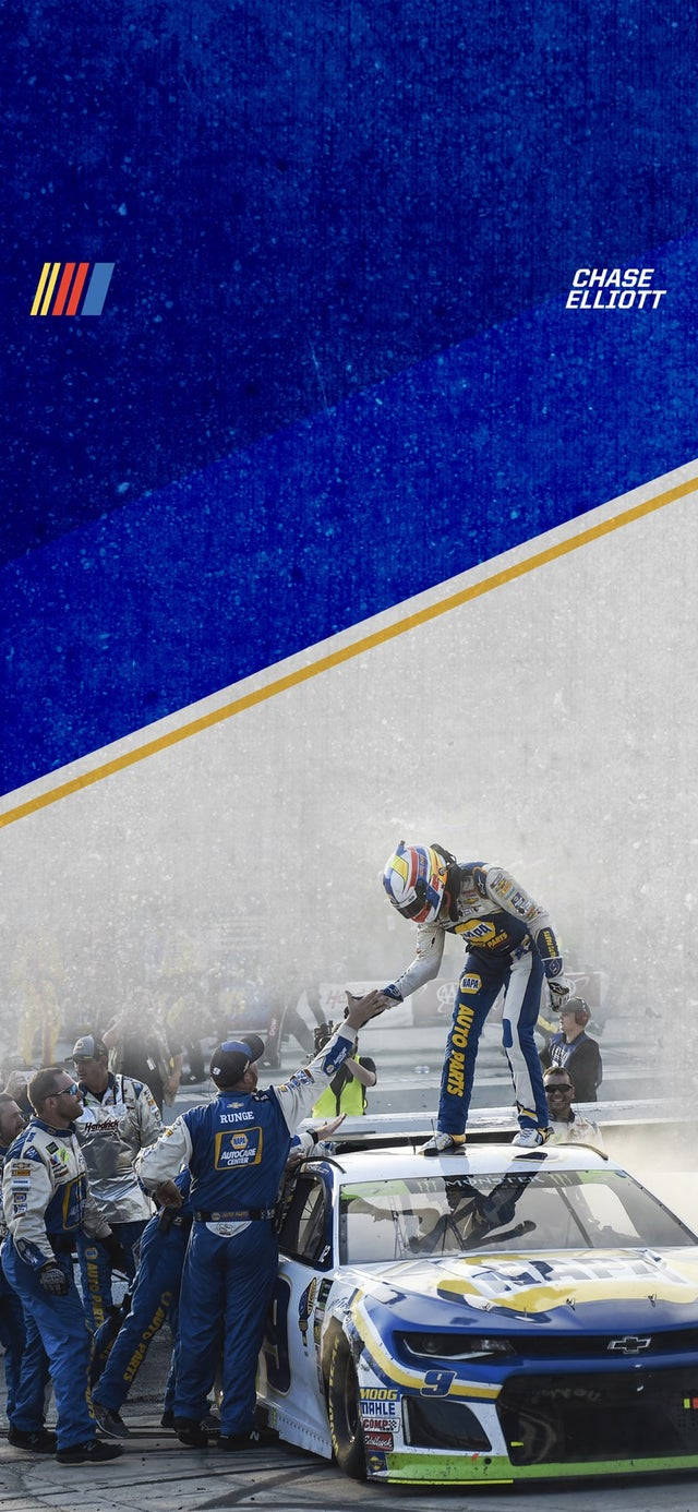 Chase Elliot Standing On A Car Background