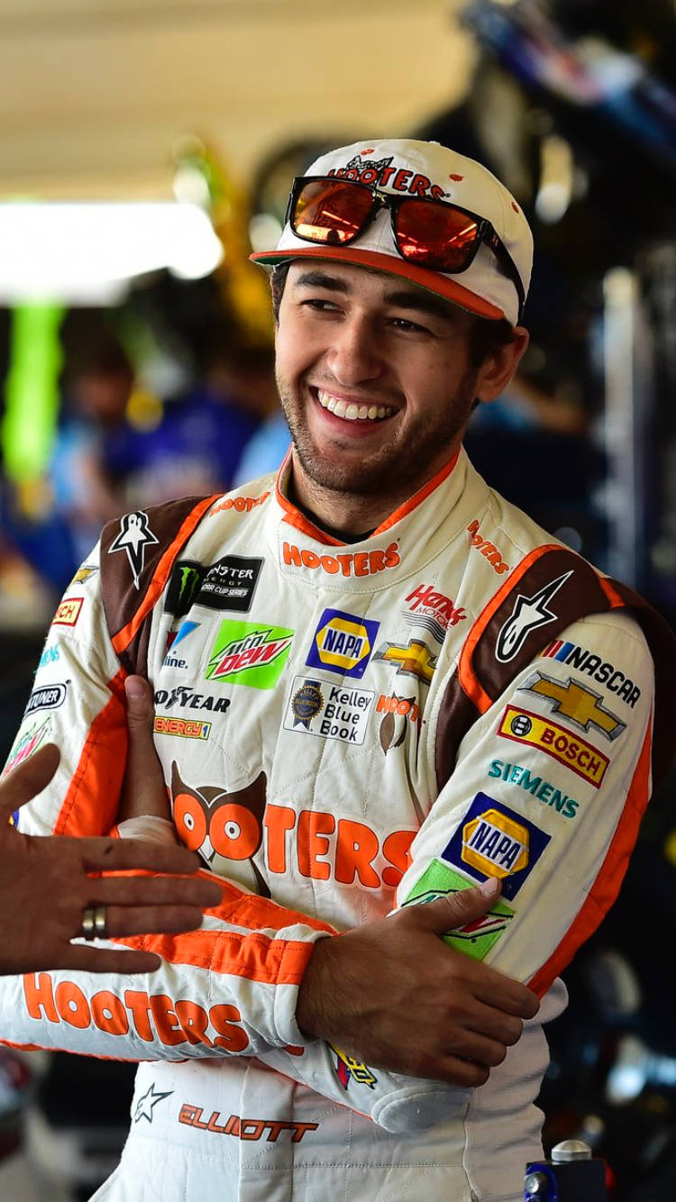 Chase Elliot With Bright Smile Background