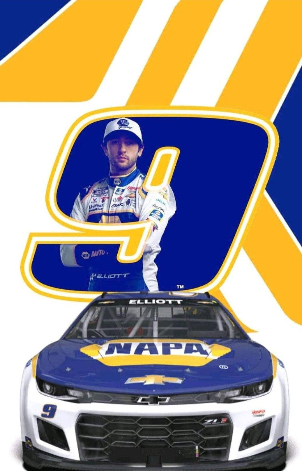 Chase Elliott Racing In His Signature Napa Car Background