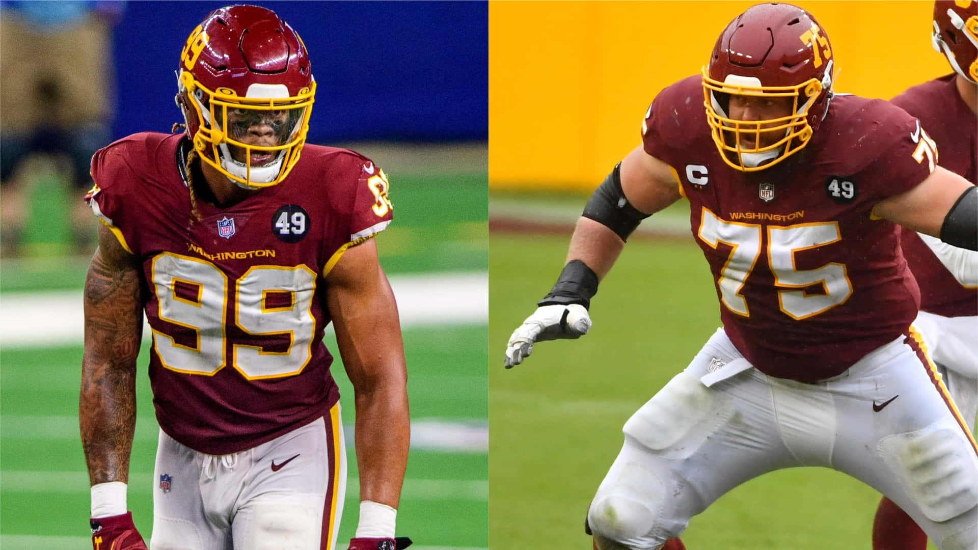 Chase Young And Brandon Scherff Collage Background