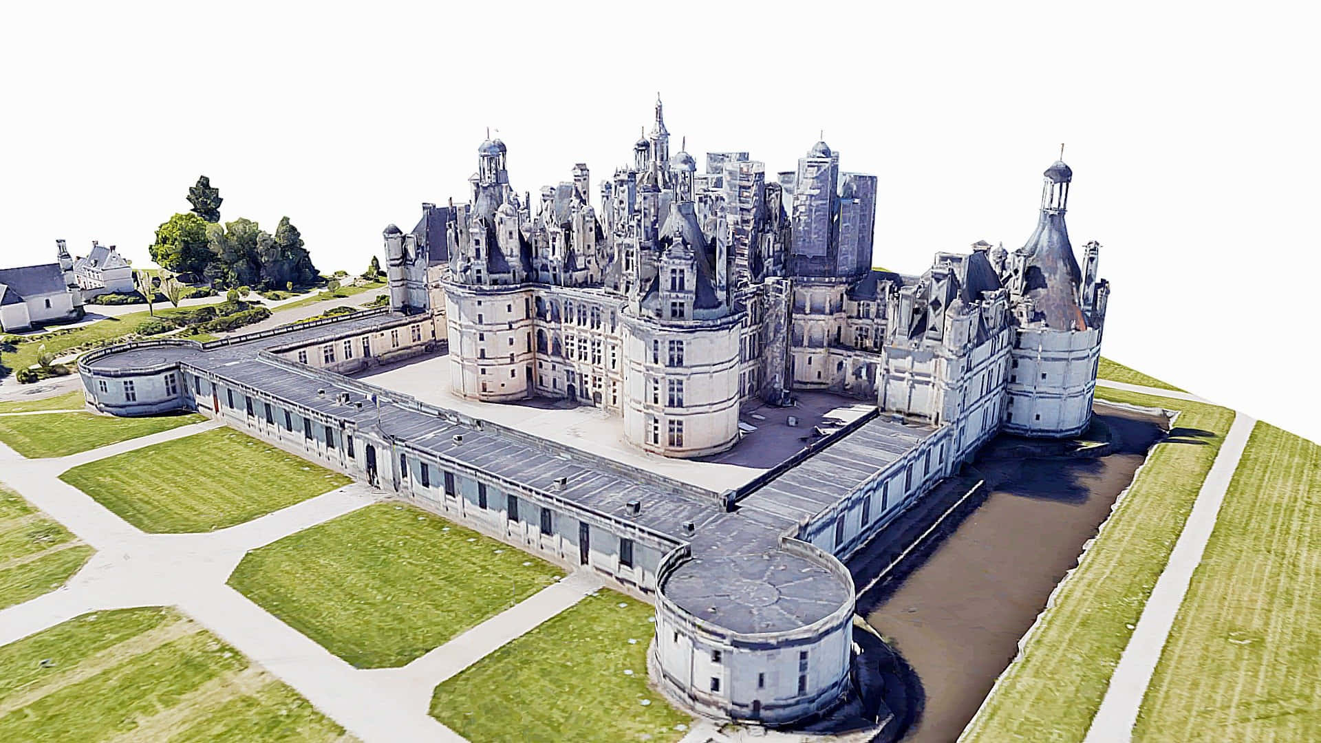 Chateau De Chambord Overhead Angle Shot Background