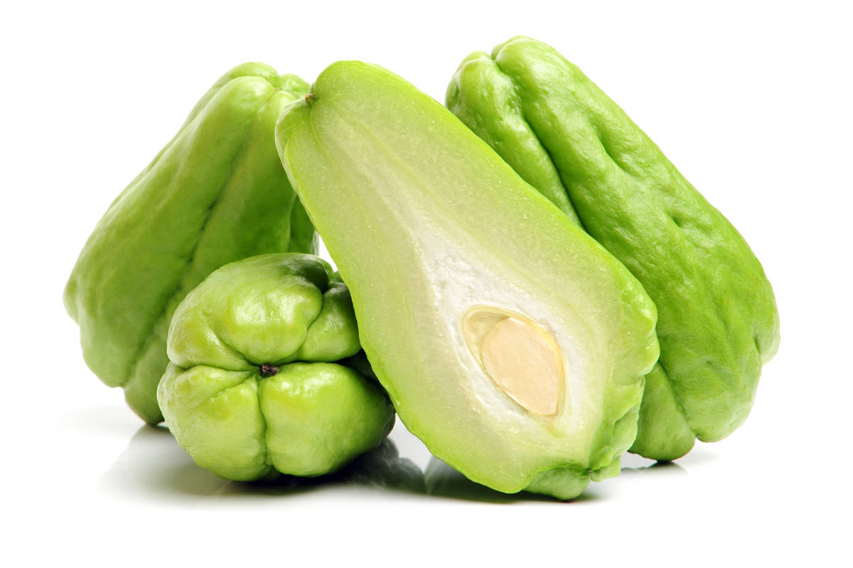 Chayote With White Seed Background