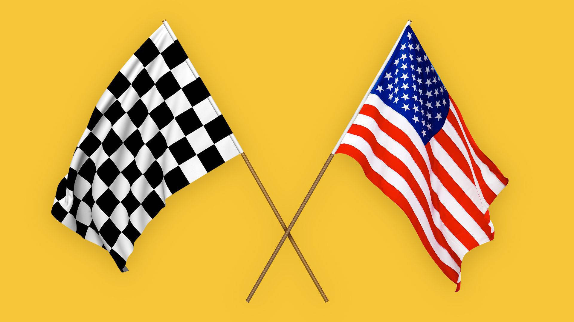 Checkered Flag And Usa Flag