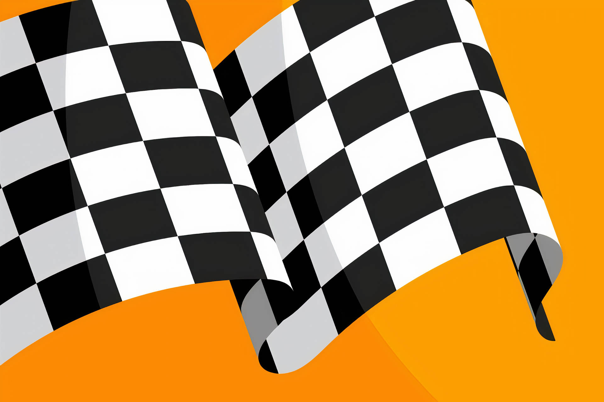 Checkered Flag On Orange Background Background