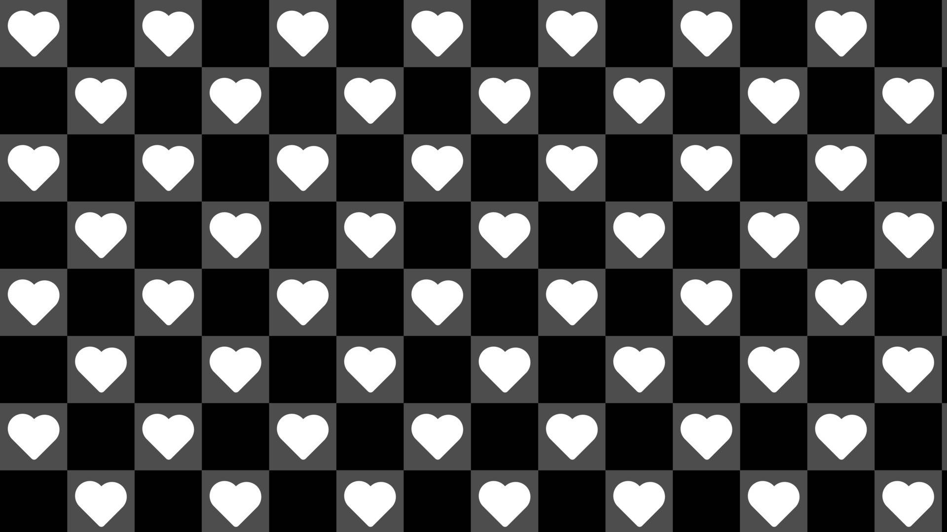 Checkered Love Black And White Background