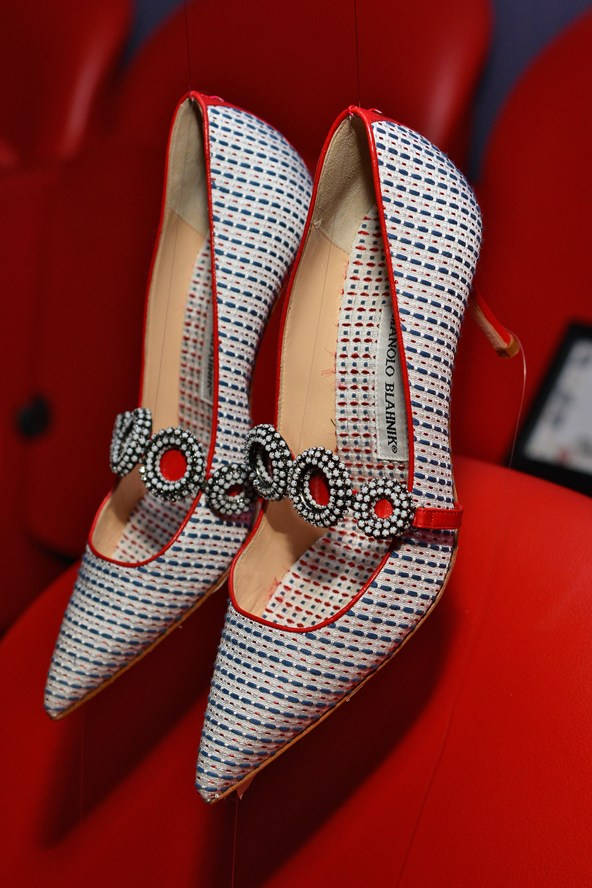 Checkered Manolo Blahnik Heels Background