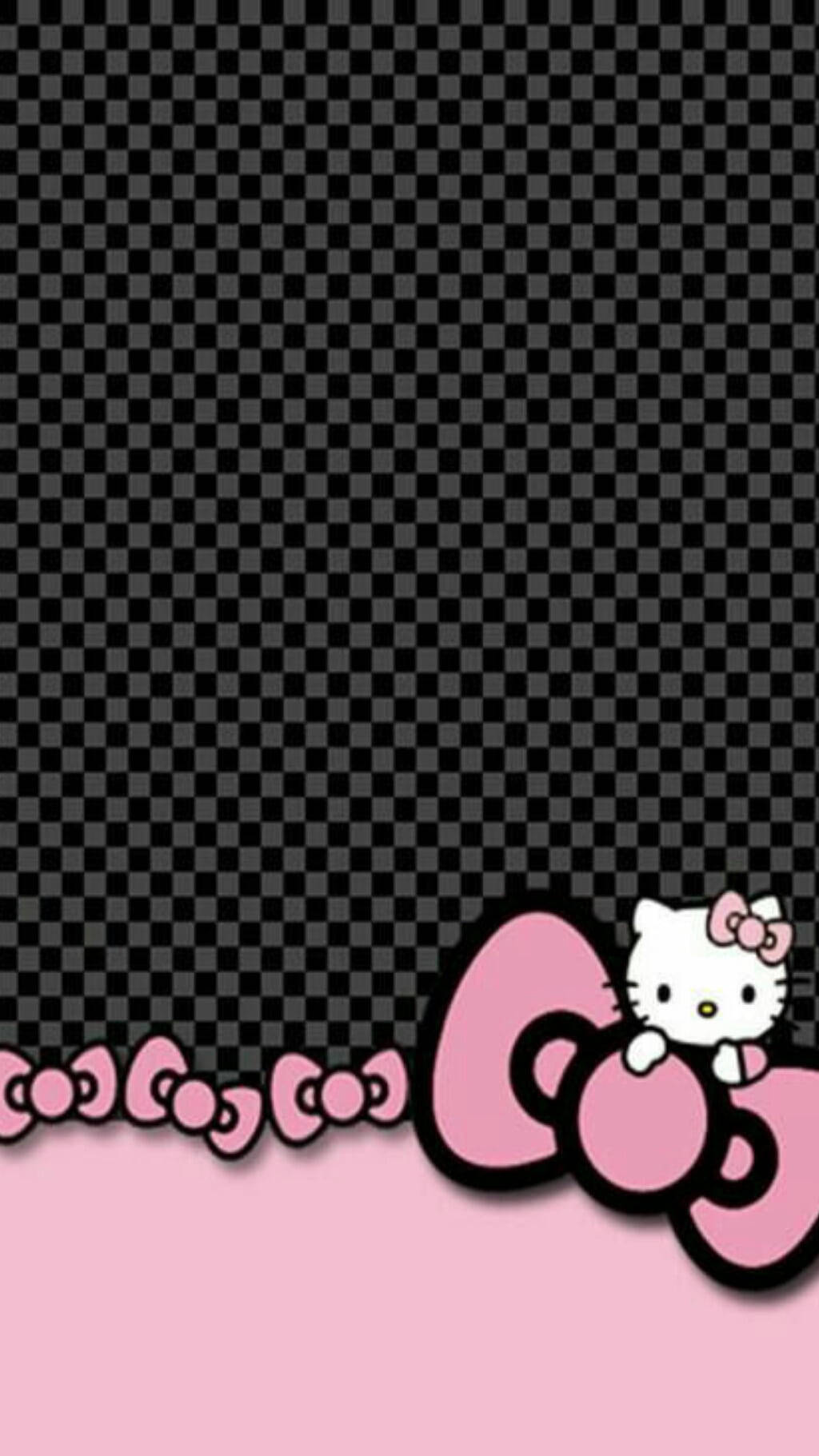 Checkered Pattern Black Hello Kitty